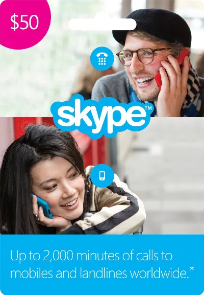 $50 Skype подарочная карта (официальная активация)