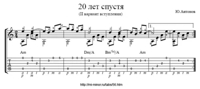Антонов – 20 лет спустя. Ноты и табулатура для гитары