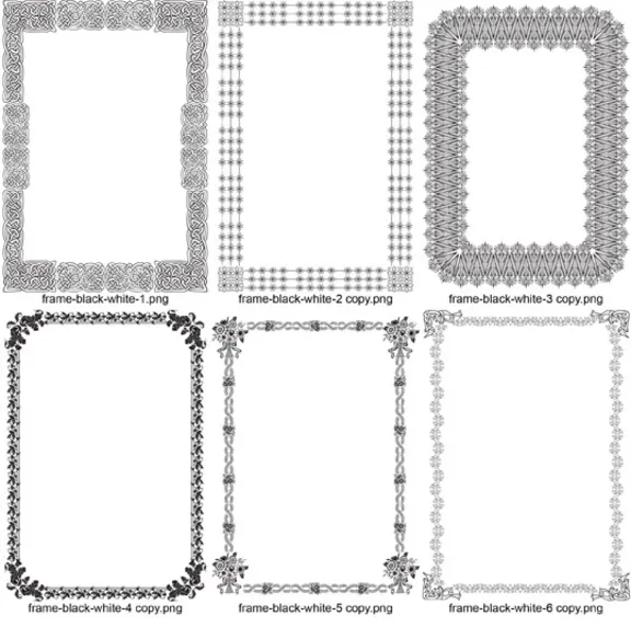 Black and white vector ornamental frame