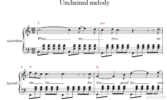 Unchained Melody (E.PRESLEY) для аккордеона