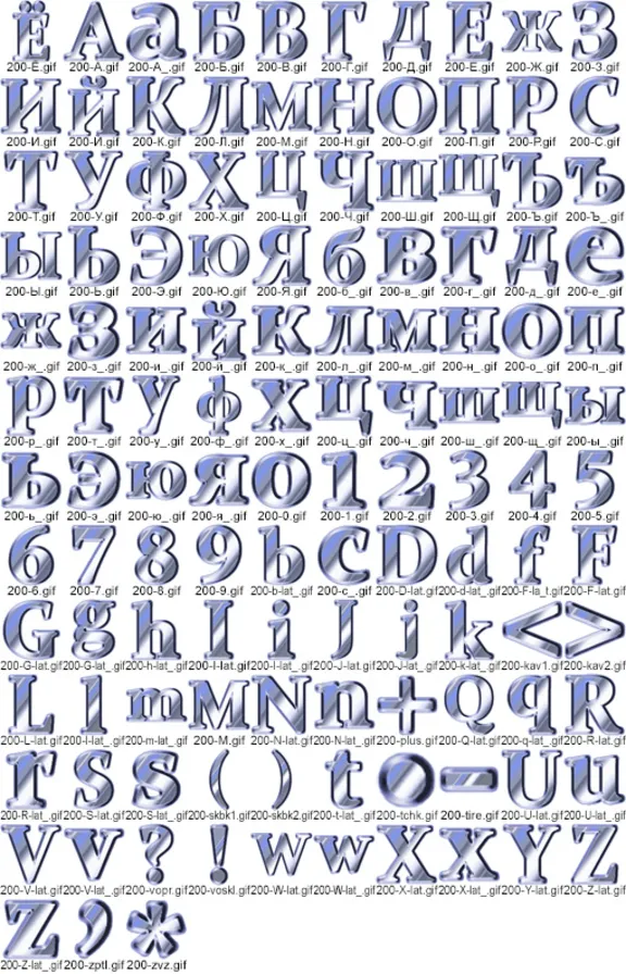 Animated steel letters, Russian and Latin