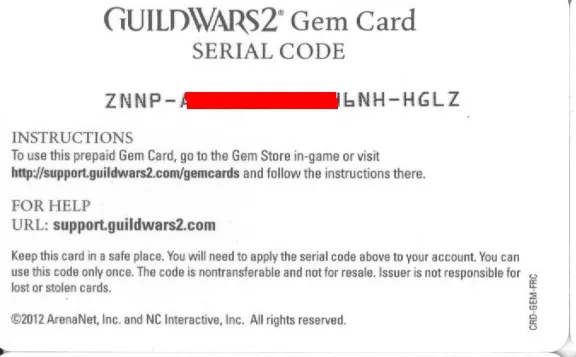 Guild Wars 2 Gem Card 2000 ( СКАН/SCAN ) + СКИДКИ