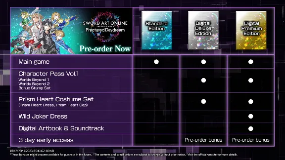 SWORD ART ONLINE Fractured Daydream Premium ROW AUTO
