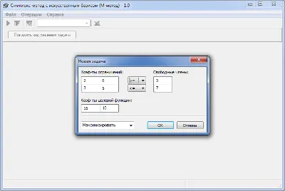 Simplex method with artificial basis (method M).