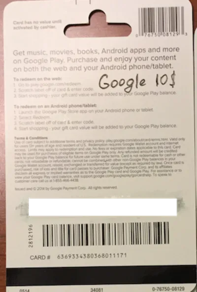 Google Play Gift Card $10 (real photo) + DISCOUNT