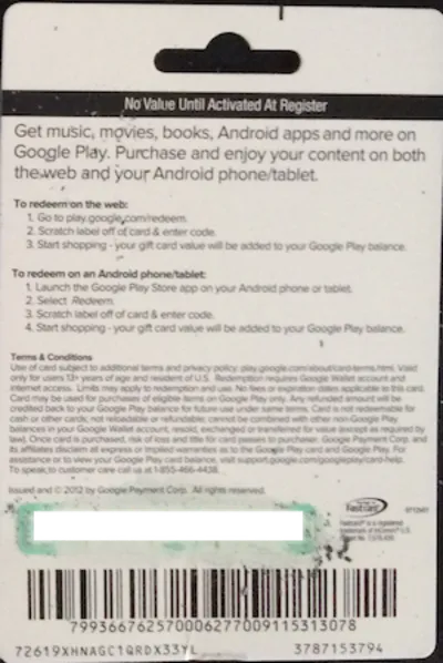 Google Play Gift Card $50 (real photo) + DISCOUNT