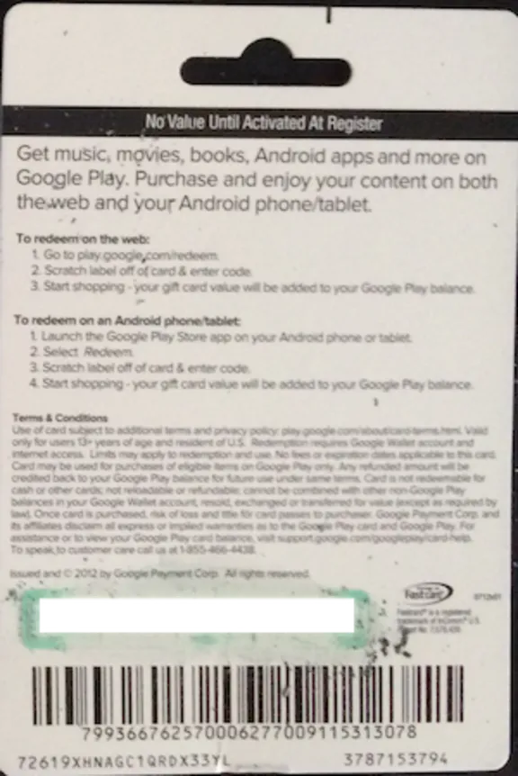 Google Play Gift Card $50 (real photo) + DISCOUNT