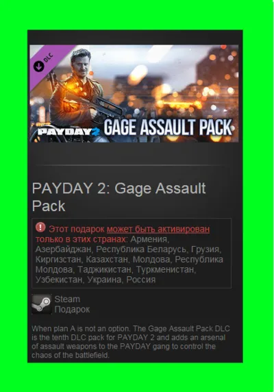PAYDAY 2: Gage Assault Pack DLC (Steam gift / RU-CIS)