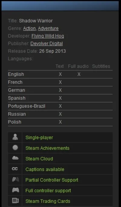 Shadow Warrior (Steam Gift  Region Free)