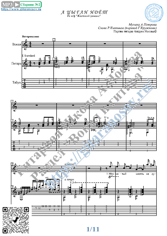 A cygan idyot (Vocals Guitar Sheet Music Tabs)