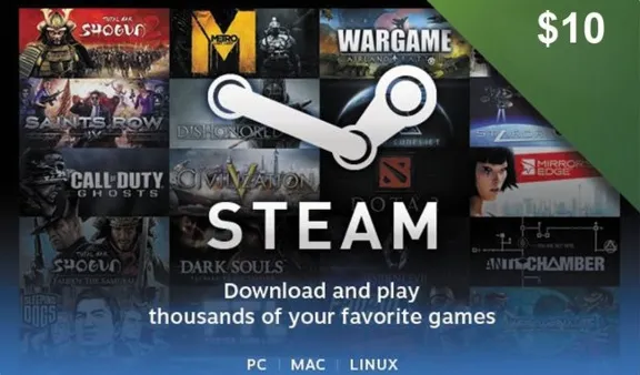 Steam Wallet Gift Card $10 USD