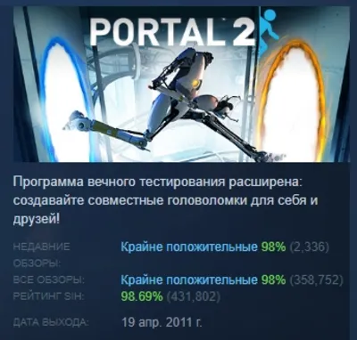 Portal 2 АВТОДОСТАВКА STEAM GLOBAL МГНОВЕННО ЛИЦЕНЗИЯ