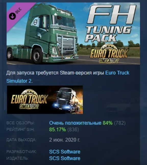 Euro Truck Simulator 2 - FH Tuning Pack DLC АВТОДОСТАВКА STEAM РОССИЯ