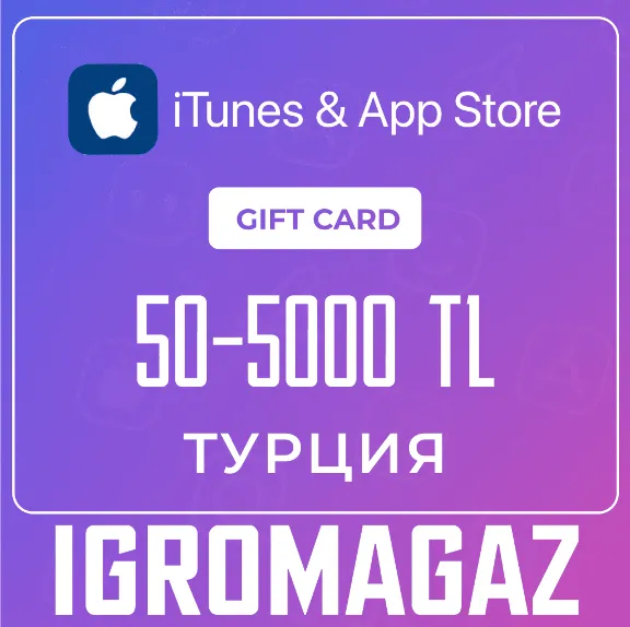 Apple iTunes Gift Card (TL) 50-5000 1TL=2,2RUB🔵Turkey