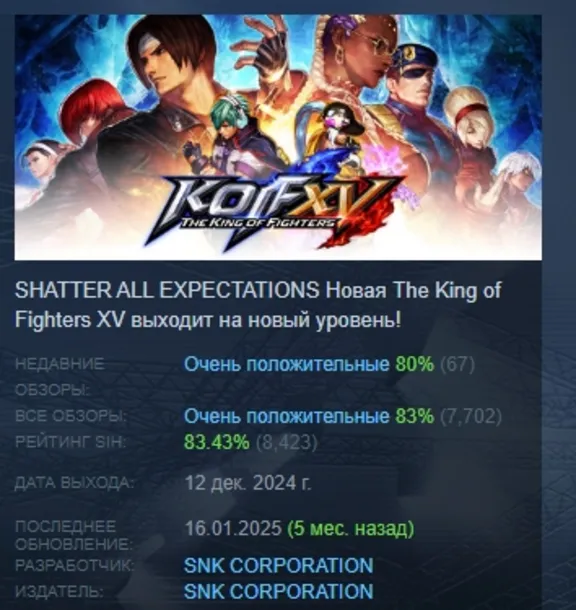 THE KING OF FIGHTERS XV Standard Edition АВТОДОСТАВКА STEAM GLOBAL МГНОВЕННО ЛИЦЕНЗИЯ