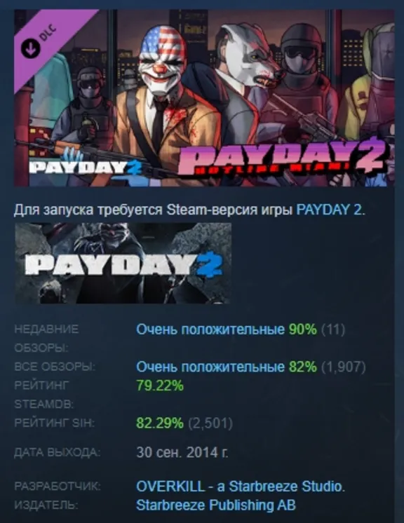 PAYDAY 2: Hotline Miami 💎 DLC STEAM GIFT FOR RUSSIA