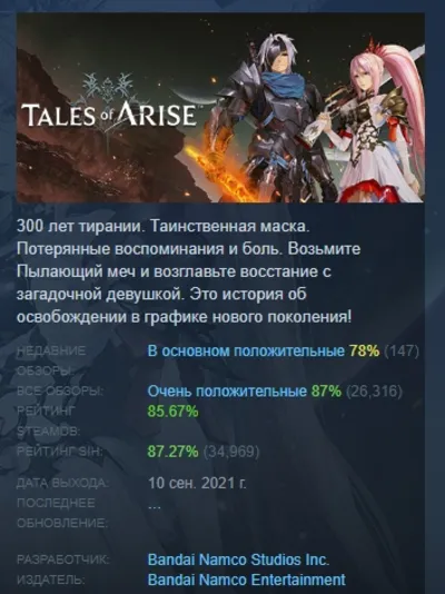 Tales of Arise - Beyond the Dawn Edition АВТОДОСТАВКА STEAM GLOBAL МГНОВЕННО ЛИЦЕНЗИЯ