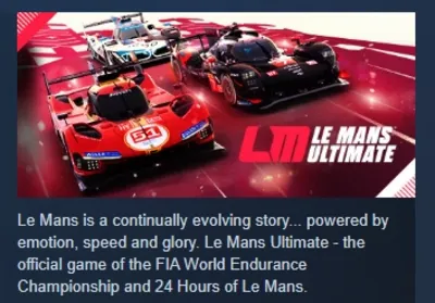 Le Mans Ultimate АВТОДОСТАВКА STEAM GLOBAL МГНОВЕННО ЛИЦЕНЗИЯ