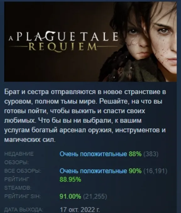 A Plague Tale: Requiem АВТОДОСТАВКА STEAM GLOBAL МГНОВЕННО ЛИЦЕНЗИЯ