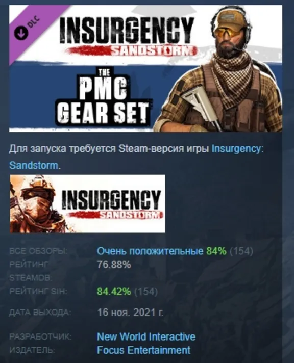 Insurgency: Sandstorm - PMC Gear Set DLC AUTODELIVERY STEAM RUSSIA