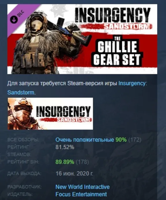 Insurgency: Sandstorm - Ghillie Set DLC STEAM РОССИЯ