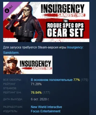 Insurgency: Sandstorm - Rogue Spec Ops Gear Set DLC AUTODELIVERY STEAM RUSSIA