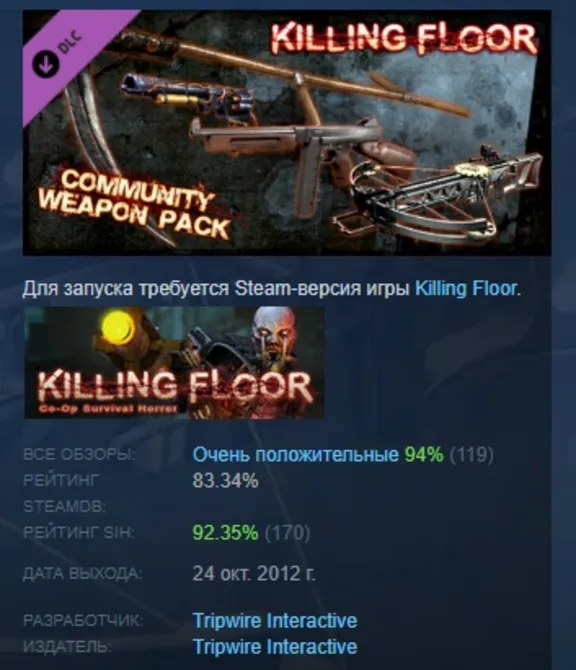 Killing Floor - Community Weapon Pack DLC AUTODELIVERY STEAM RUSSIA