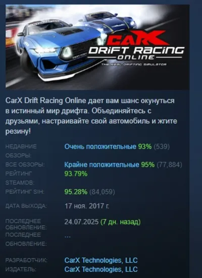 CarX Drift Racing Online АВТОДОСТАВКА STEAM GLOBAL МГНОВЕННО ЛИЦЕНЗИЯ