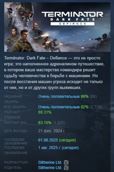 Terminator: Dark Fate - Defiance АВТОДОСТАВКА STEAM GLOBAL МГНОВЕННО ЛИЦЕНЗИЯ