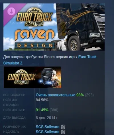 Euro Truck Simulator 2 - Raven Truck Design Pack DLC AUTODELIVERY STEAM RUSSIA