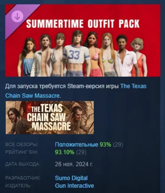 The Texas Chain Saw Massacre - Summer Time Outfit Pack АВТОДОСТАВКА STEAM GLOBAL МГНО