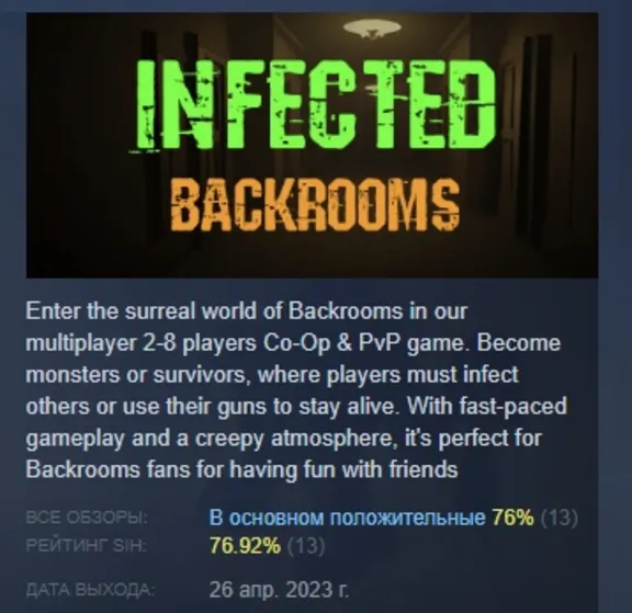 Infected Backrooms: Multiplayer АВТОДОСТАВКА STEAM GLOBAL МГНОВЕННО ЛИЦЕНЗИЯ