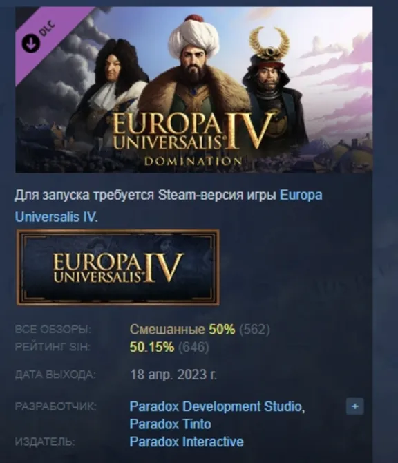 Expansion - Europa Universalis IV: Domination DLC AUTODELIVERY STEAM RUSSIA