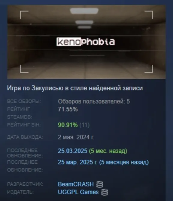 Kenophobia АВТОДОСТАВКА STEAM GLOBAL МГНОВЕННО ЛИЦЕНЗИЯ