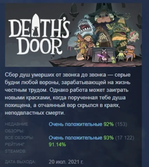 Death&acute;s Door STEAM KEY REGION FREE GLOBAL