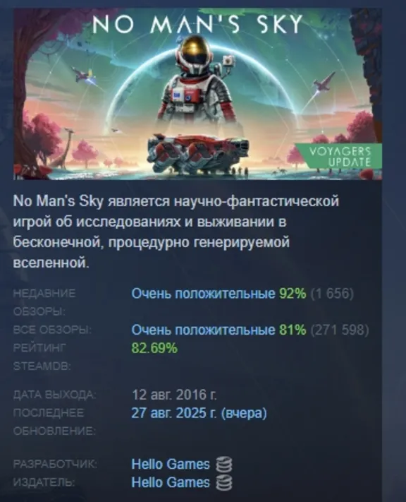 No Man&acute;s Sky STEAM KEY РОССИЯ+СНГ ЛИЦЕНЗИЯ СТИМ КЛЮЧ