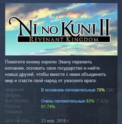 Ni no Kuni II: Revenant Kingdom АВТОДОСТАВКА STEAM GLOBAL МГНОВЕННО ЛИЦЕНЗИЯ