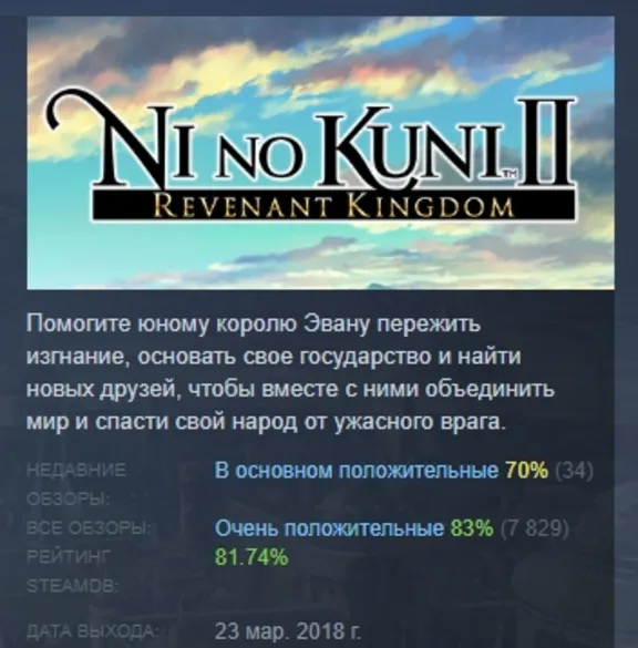 Ni no Kuni II: Revenant Kingdom АВТОДОСТАВКА STEAM GLOBAL МГНОВЕННО ЛИЦЕНЗИЯ