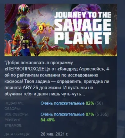Journey to the Savage Planet АВТОДОСТАВКА STEAM GLOBAL МГНОВЕННО ЛИЦЕНЗИЯ