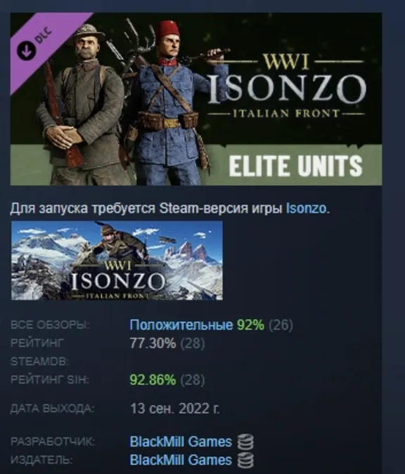 Isonzo - Elite Units Pack Элита DLC АВТОДОСТАВКА STEAM РОССИЯ