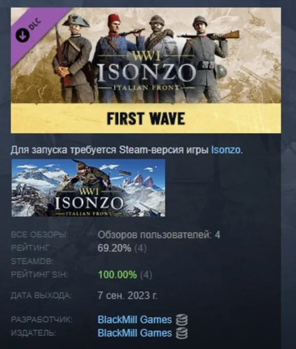 Isonzo First Wave Первая волна DLC АВТОДОСТАВКА STEAM РОССИЯ