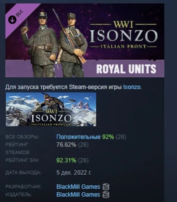 Isonzo - Royal Units Pack DLC АВТОДОСТАВКА STEAM РОССИЯ