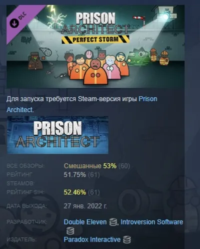 Prison Architect - Perfect Storm DLC АВТОДОСТАВКА STEAM РОССИЯ