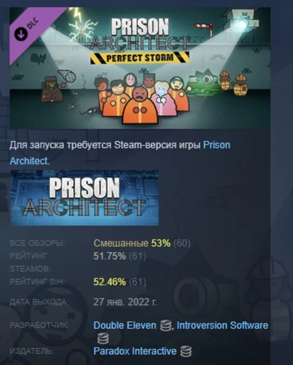 Prison Architect - Perfect Storm DLC АВТОДОСТАВКА STEAM РОССИЯ