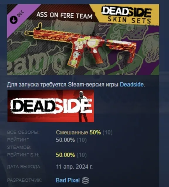 Deadside "Ass on Fire Team" Skin Set 💎DLC STEAM RUSSIA
