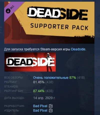 Deadside Supporter Pack DLC АВТОДОСТАВКА STEAM РОССИЯ