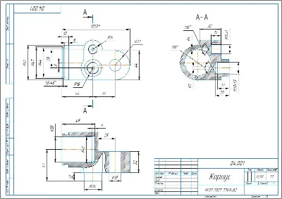 04.001 body - drawing and 3D model of the part