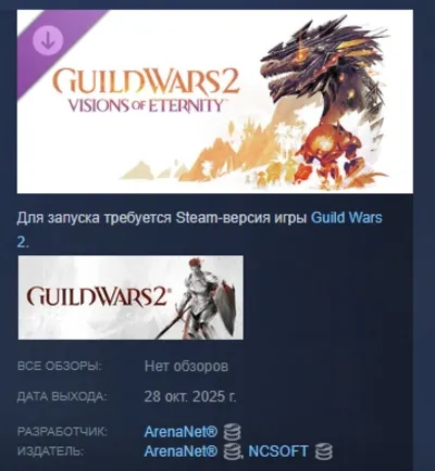 Guild Wars 2 Visions of Eternity Expansion DLC AUTODELIVERY STEAM РОССИЯ