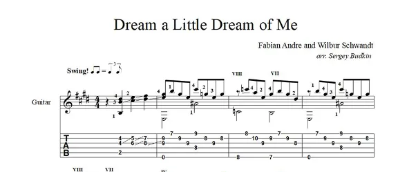 Dream a Little Dream of Me - guitar sheet music
