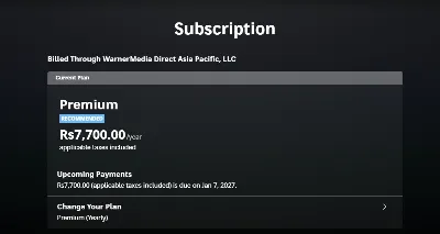 HBO Max Premium (12 месяц) применяется к вашей учетной